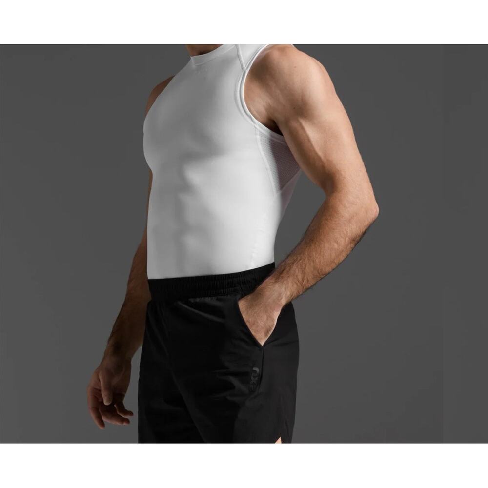 2XU Mens Core Compression Sleeveless Top- White XXXL0